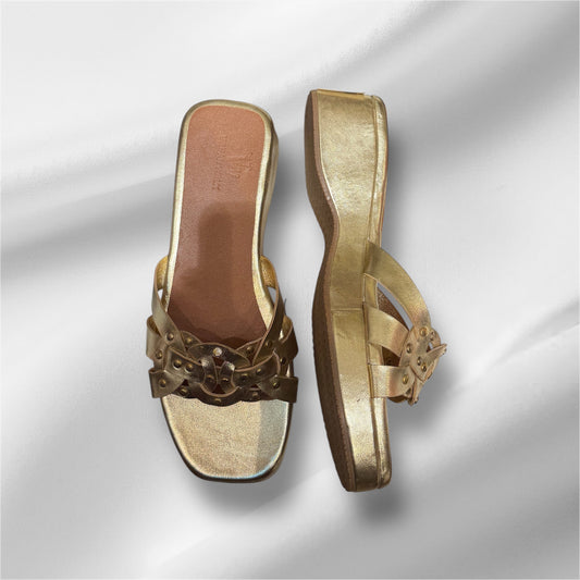 Golden Small Heel Platform