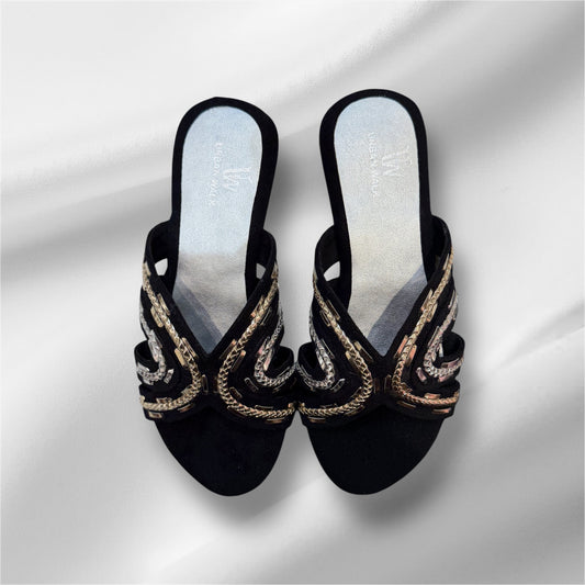 Black Denim Flats