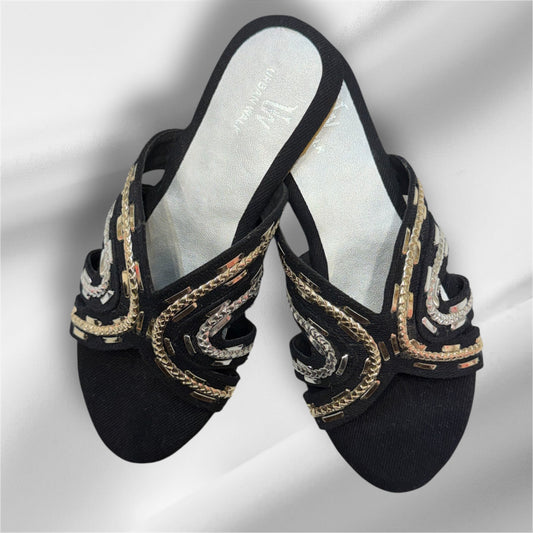 Black Denim Flats
