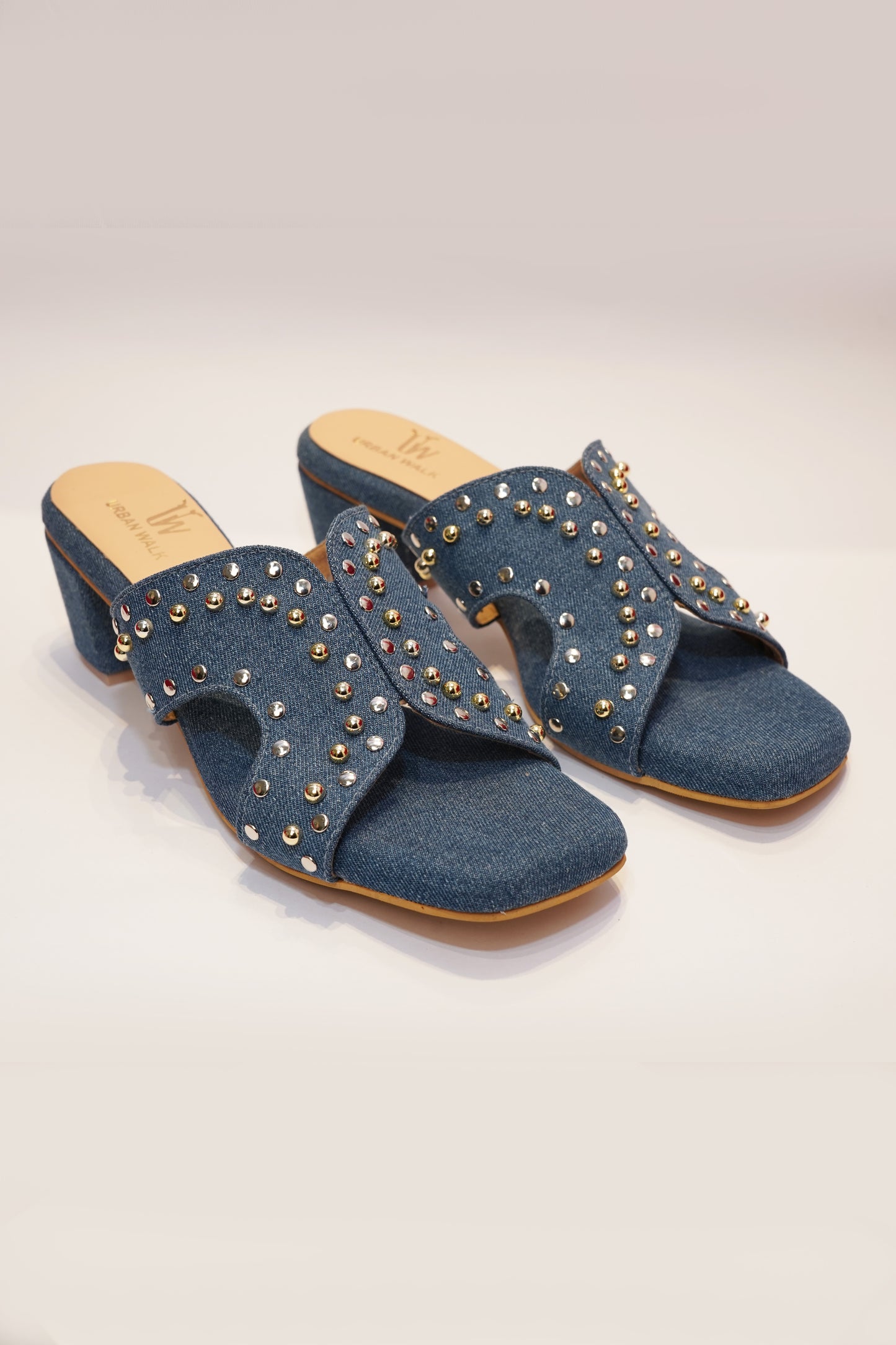 Denim Stud Heels