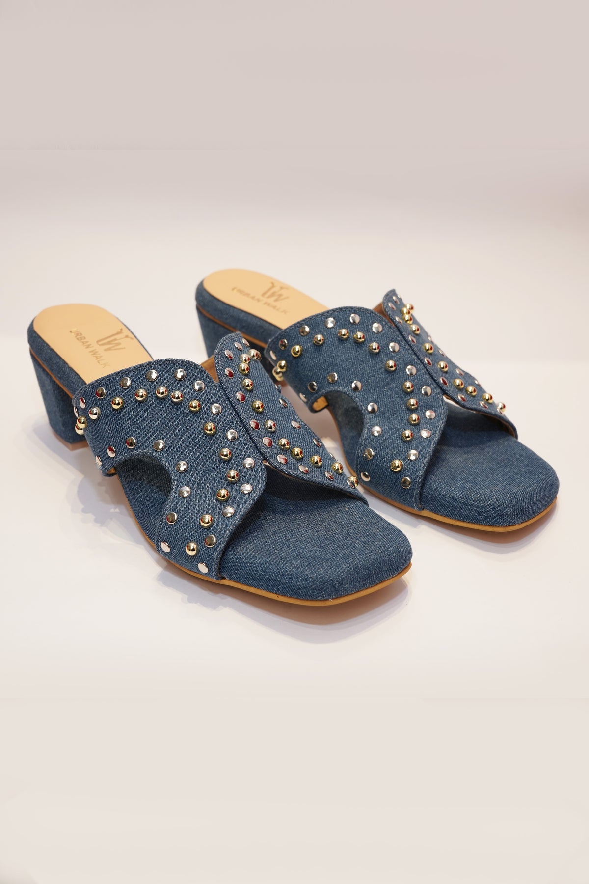 Denim Stud Heels