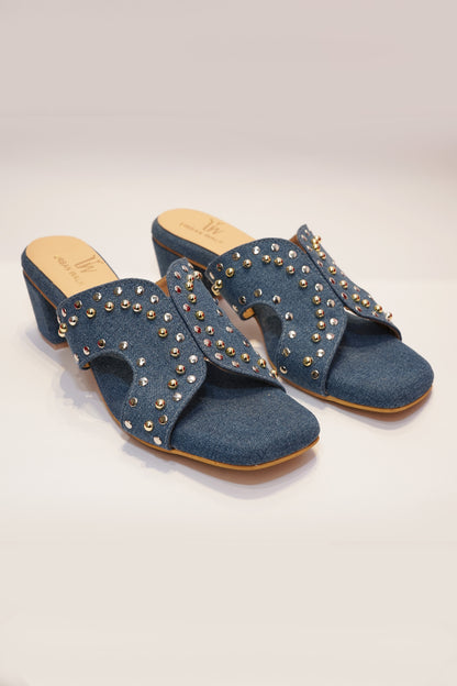 Denim Stud Heels