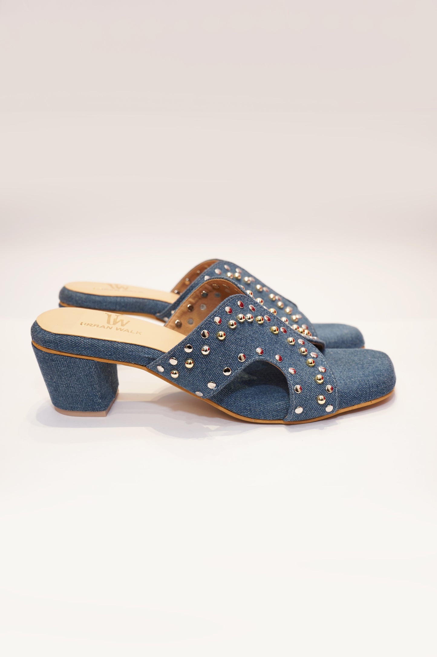Denim Stud Heels