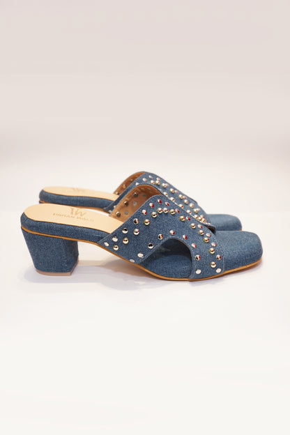 Denim Stud Heels