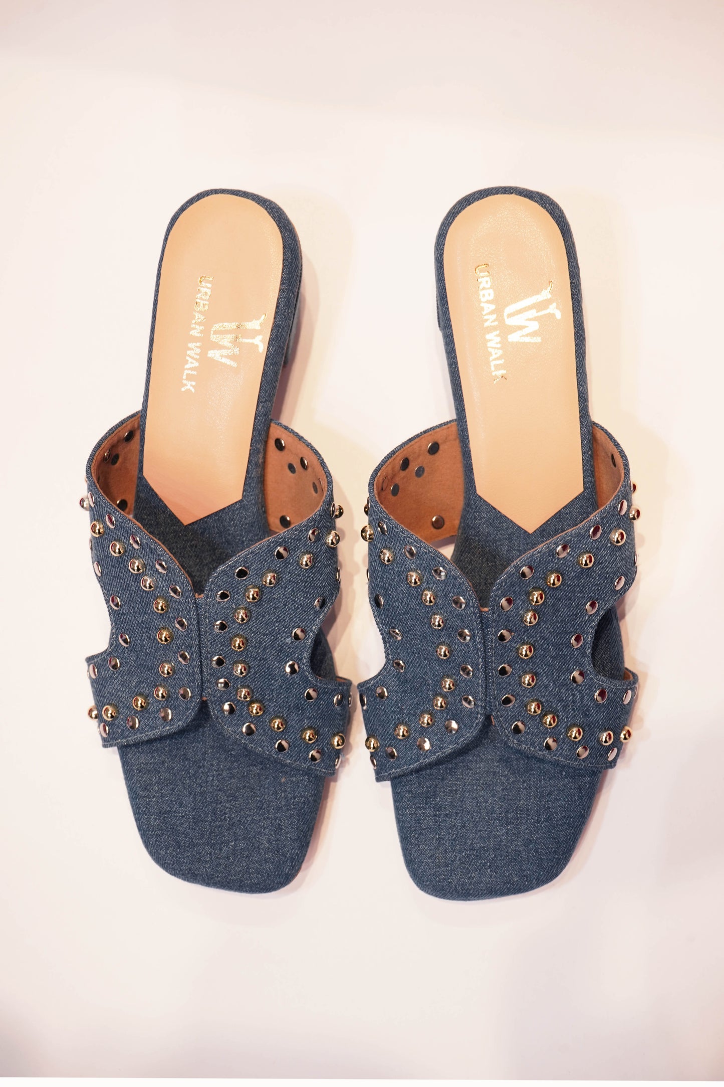 Denim Stud Heels