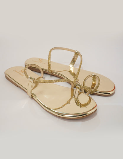 Diamond Chain Gold Flats