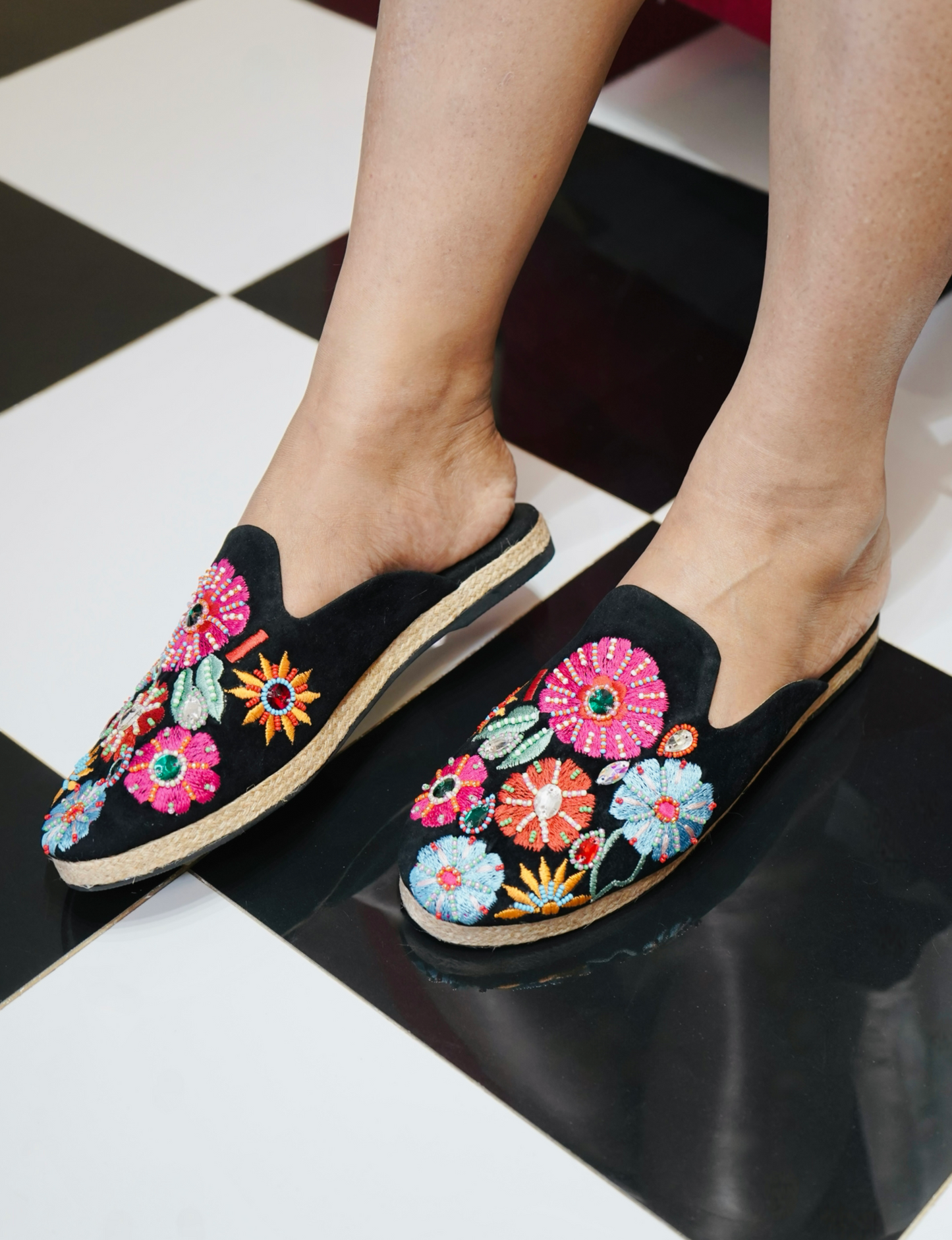 Botanical Embroidered Mules