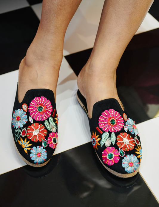 Botanical Embroidered Mules
