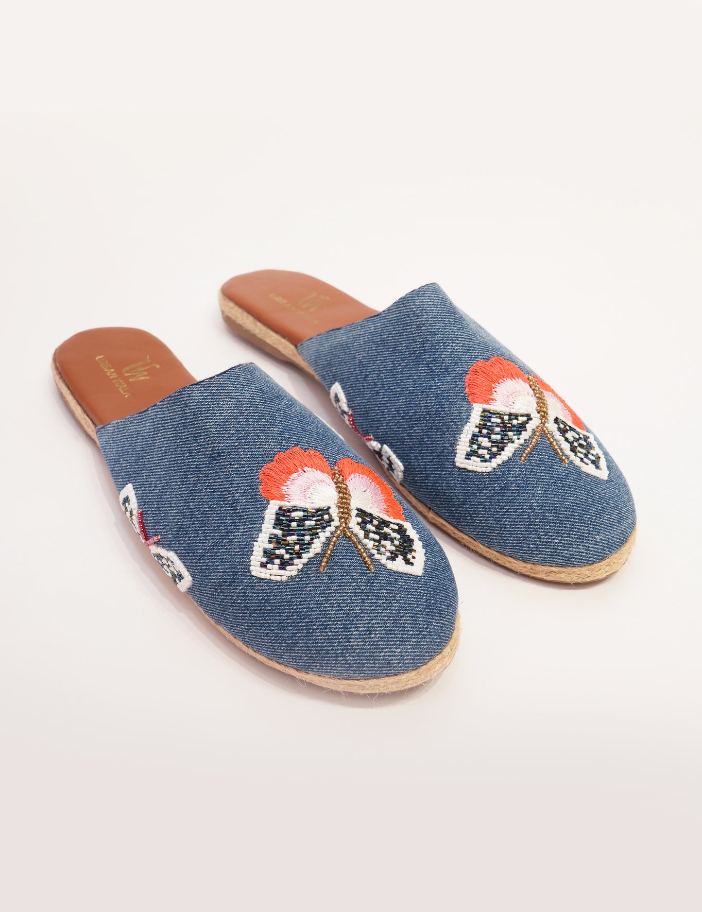 Butterfly Denim Mules