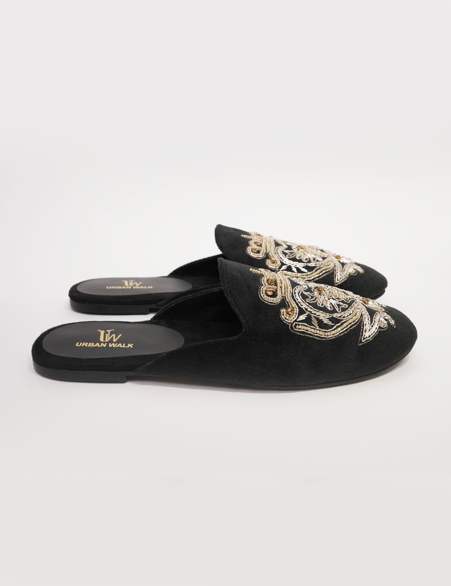 Royal Crest Embroidered Mules