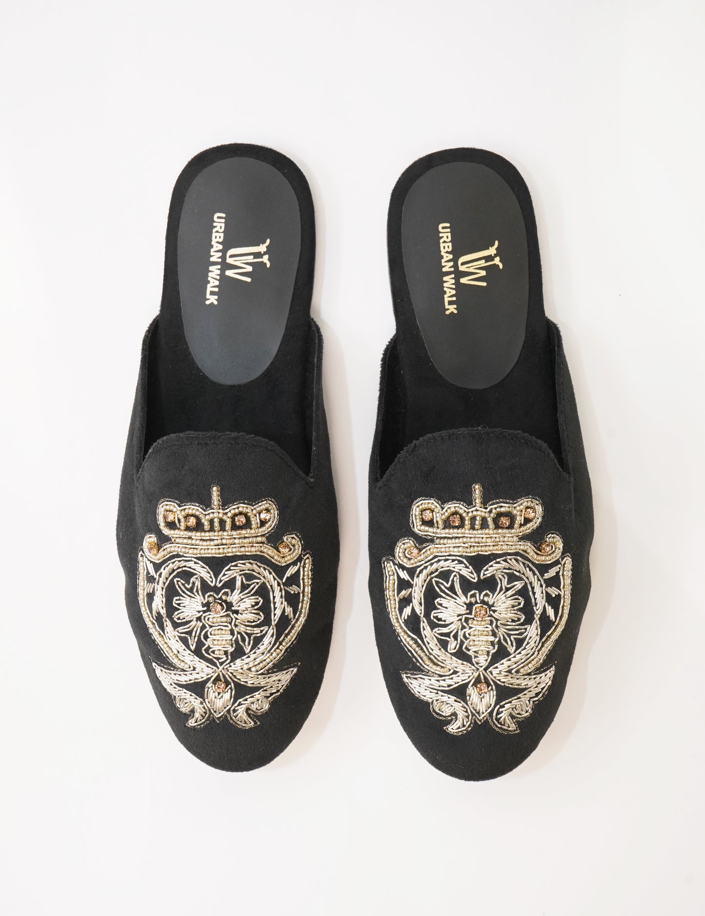 Royal Crest Embroidered Mules