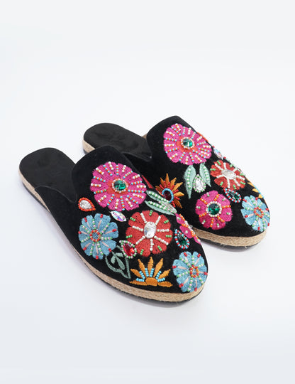 Botanical Embroidered Mules