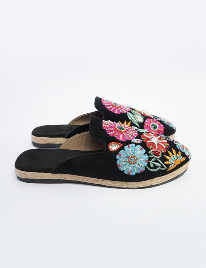 Botanical Embroidered Mules