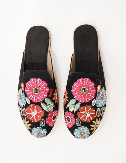 Botanical Embroidered Mules