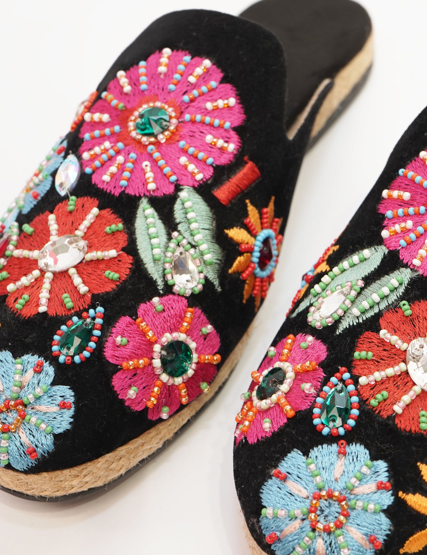 Botanical Embroidered Mules