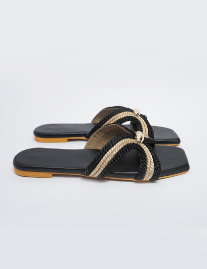 Marina Knot Flats – Black & Gold