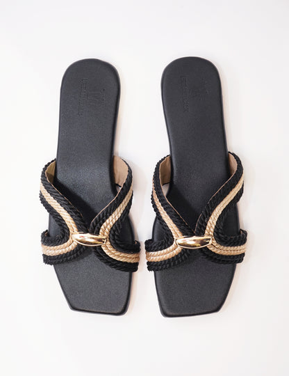Marina Knot Flats – Black & Gold