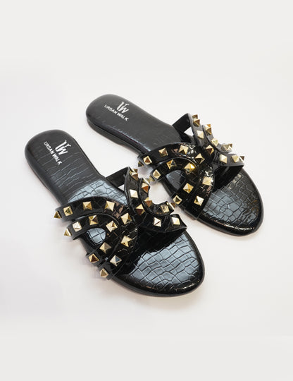 Rockstud Croc Flats