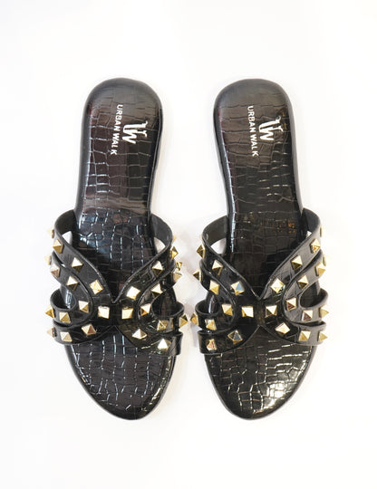 Rockstud Croc Flats