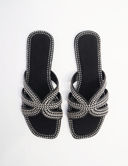 Braided Rope Flats - Black